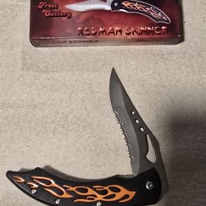 Red Man Skinner Knife - Black and Orange
